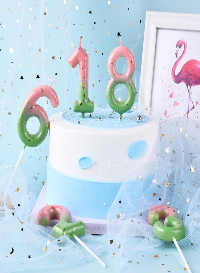 PHD CAKE 2.76 Inch Classical Pink Green Gold 9 Number Birthday Candles, Gold Number Candles, Cake Number Candles, Party Celebration - Image 3