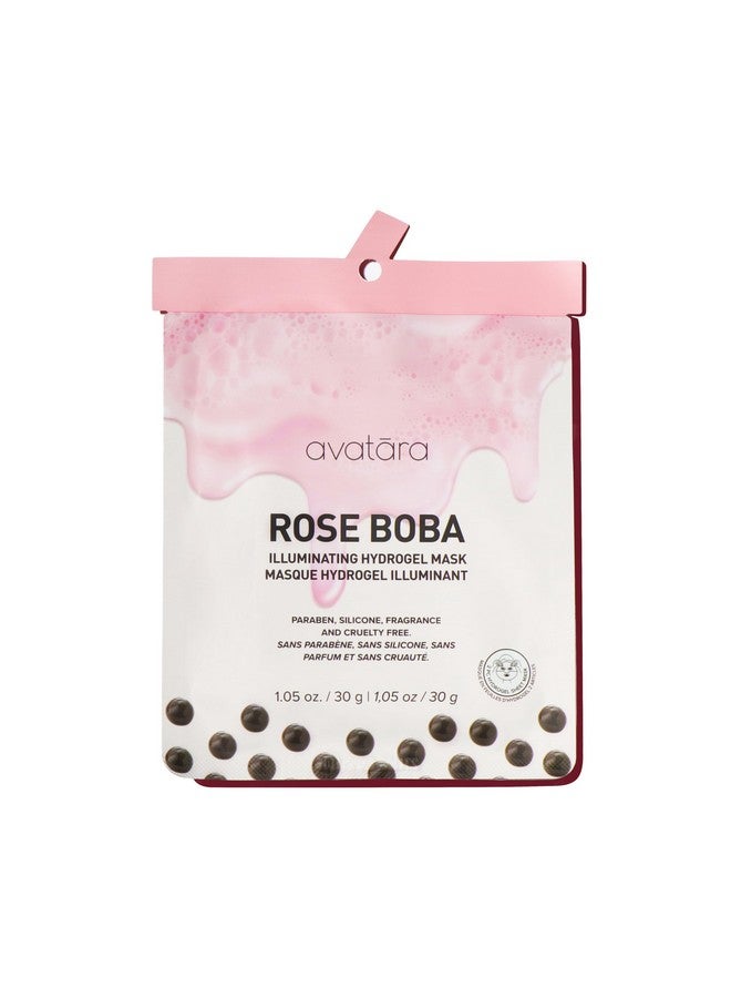 Avatara Rose Boba Hydrogel Mask, Cooling Facial Mask, 2-Piece Glow-Enhancing, Hydrating, Balancing Skin Care Mask With Niacinamide & Rose Extract, 30 G, 1-Pack