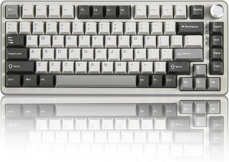 YUNZII B75 PRO Wireless Mechanical Keyboard,75% Layout with Knob,Hot Swap Gasket Custom Structure,Creamy Pre-lubed Switches,RGB Backlit,Bluetooth/Type-C/2.4G for Win/Mac (Milk Switch,Grey) - Image 1