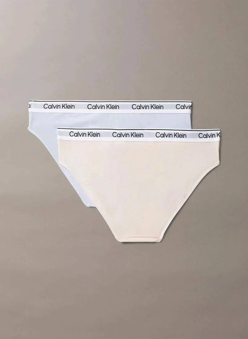 Calvin Klein 2 Pack Girls Bikini Briefs - Icon Cotton Stretch