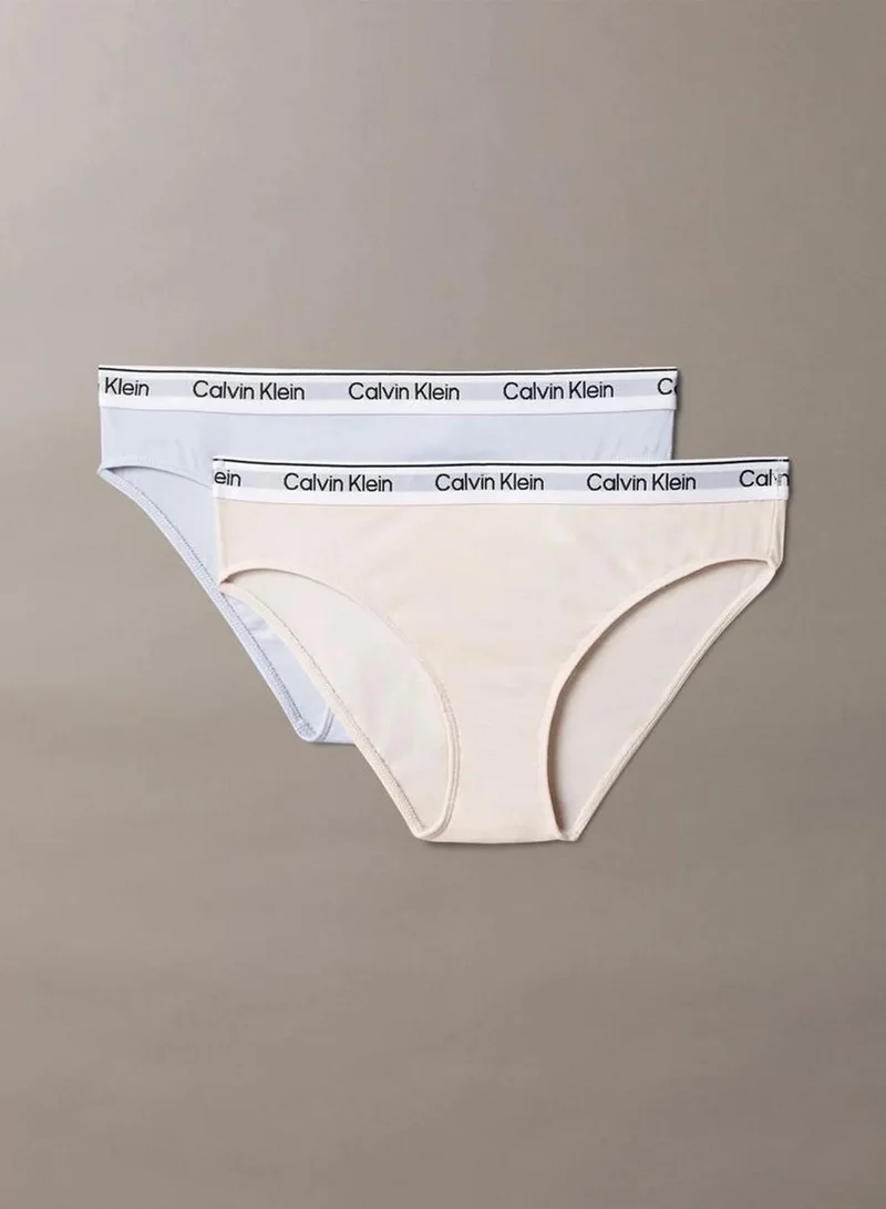 Calvin Klein 2 Pack Girls Bikini Briefs - Icon Cotton Stretch