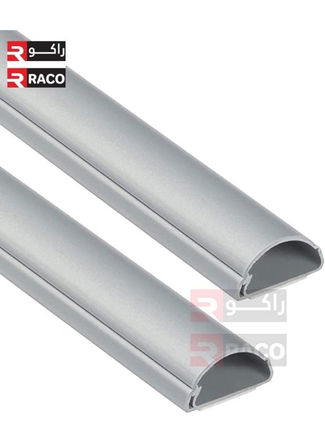 RACO Electrical PVC Floor Trunking 1-Meter Grey with Sticker, Half Round Cable Hiders, Decorative Cable Tidy Decorative Self-Adhesive Cable Cover-Grey - Image 2