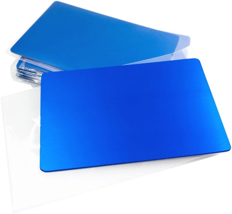 ebamaz Metal Business Cards Anodized Aluminum Plaque Plate 86X54X0.8mm (Blue, Blank,10PCS) - Image 1