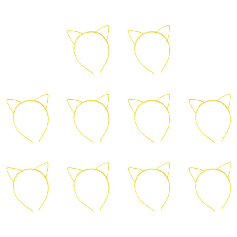 10pcs Lovely Cat Ears Headband Hair Hoop Headpiece Hairdress for Party Costume (Yellow) - Image 1