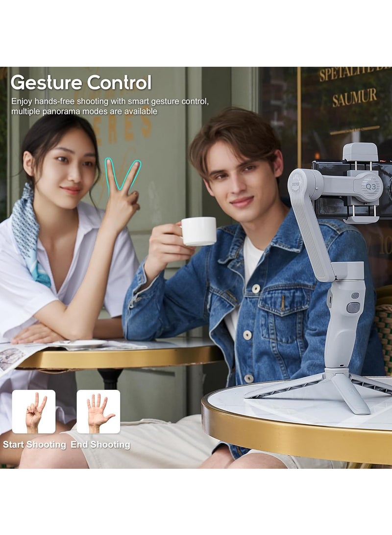 Zhiyun Smooth Q3 Handheld 3-Axis Smartphone Gimbal Stabilizer with Grip Tripod Vlog Compatible with iPhone Android Smartphone with Gesture Control,Live Stream,Object Tracking - Image 3