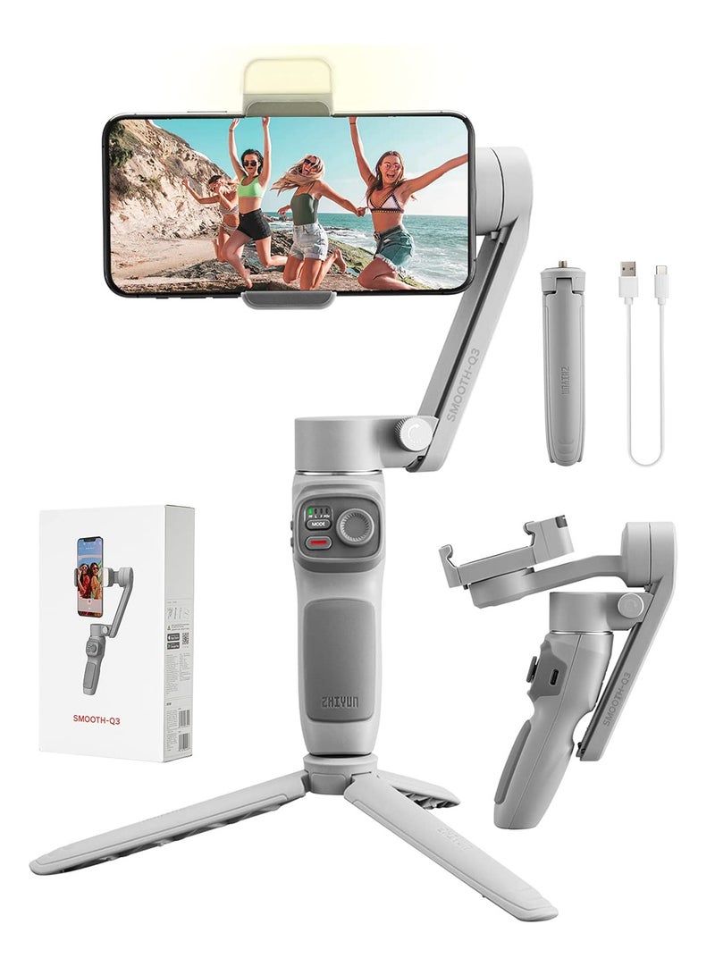 Zhiyun Smooth Q3 Handheld 3-Axis Smartphone Gimbal Stabilizer with Grip Tripod Vlog Compatible with iPhone Android Smartphone with Gesture Control,Live Stream,Object Tracking - Image 1