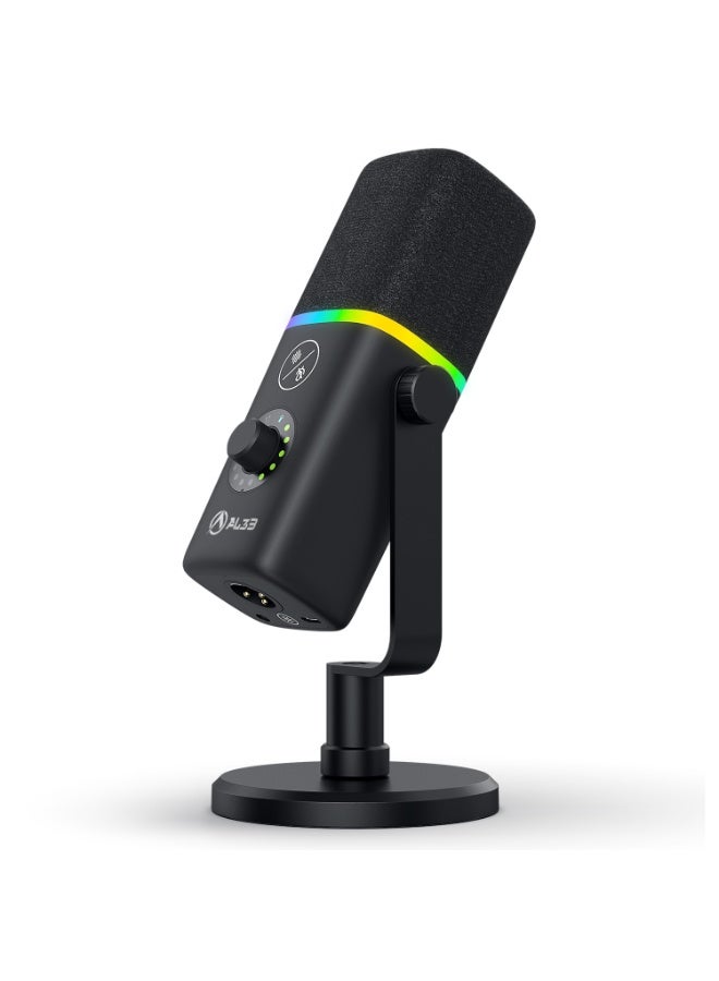 PureCast gaming microphone from AL3B, professional dynamic XLR/USB, 192kHz/24bit, with noise cancellation and RGB lighting. (BLACK) - Image 2