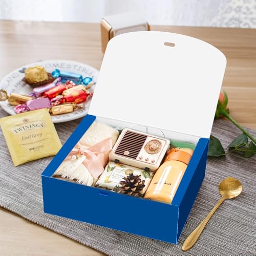 PEKGRIL 15 PCs Gift Boxes with Lids, Blue 10X8X4 Inch Gift Boxes, Bridesmaid Proposal Box with Ribbon, Kraft Paper Boxes for Wedding, Packaging, Present, Birthday, Christmas, Party - Image 2