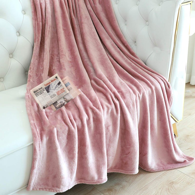 TASTHROW Large Flannel Fleece Throw Blanket, 60Ã—80 Inch - Cozy Lightweight Thick Blanket - All Seasons Suitable for Women, Men and Kids (Pink) - Image 2