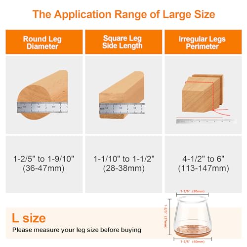 Joeyrras 24Pcs Silicone Chair Leg Floor Protectors, Felt Furniture Pads for Hardwood Floors, Rubber Chair Leg Protectors for Hardwood Floors, Chair Leg Caps Chair Leg Covers for Wooden Floors(Clear, Large) - Image 4