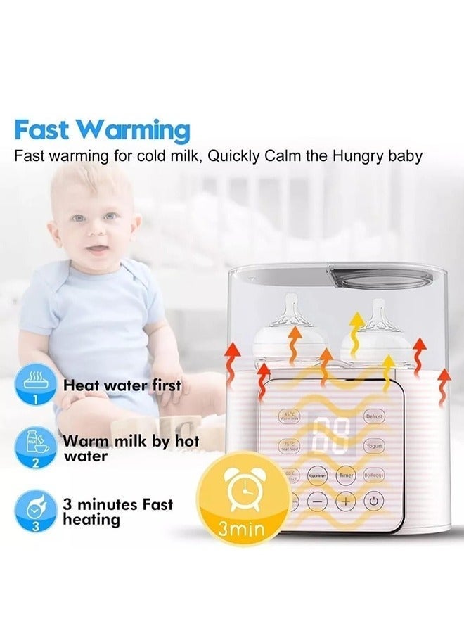 12-In-1 Baby Bottle And Breast Milk Warmer With Timer, LCD Display Accurate Temperature Adjustment, 24H Constant Mode - White - Image 2
