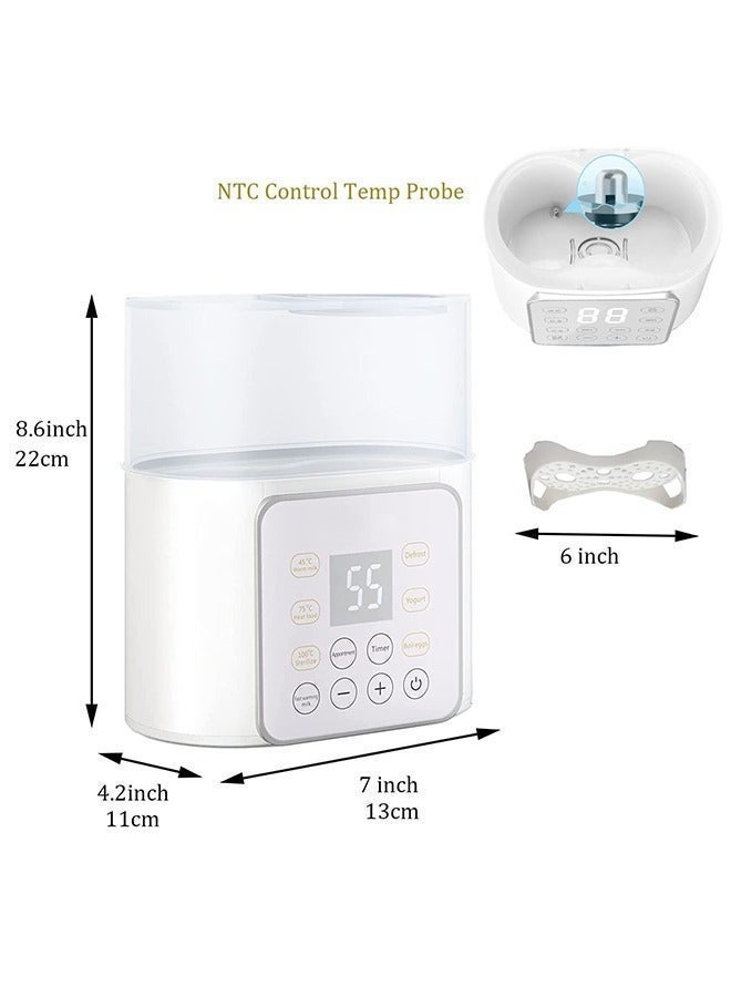 12-In-1 Baby Bottle And Breast Milk Warmer With Timer, LCD Display Accurate Temperature Adjustment, 24H Constant Mode - White - Image 4