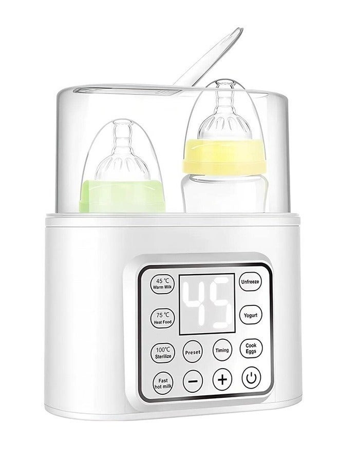 12-In-1 Baby Bottle And Breast Milk Warmer With Timer, LCD Display Accurate Temperature Adjustment, 24H Constant Mode - White - Image 1