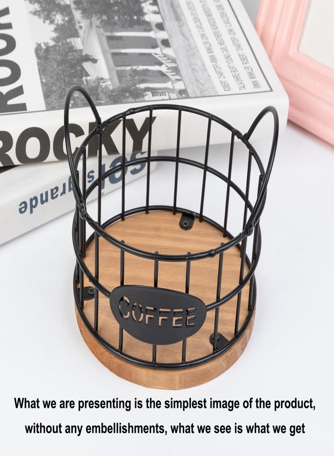 Fving Coffee Pod Holders for Counter , K Cup Holders Coffee Pods Storage Organizer,Large Capacity Coffee Bar Basket Accessories with Wooden Base for Kitchen Office Desktop (Black) - Image 3