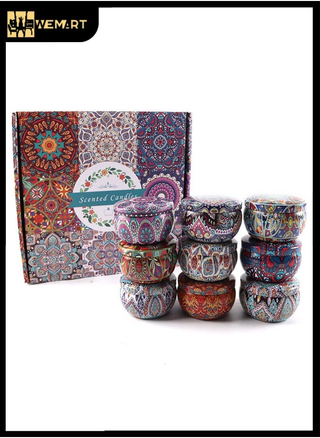 WEMART - Scented Candles Gift Set Aromatherapy Candle Smokeless with Natural Soy Wax, 9pcs Portable Relaxing Travel Tin Candle Various Fragrances Jar Candles for Bath Yoga Sleep Festival Wedding Party Gifts - Image 1