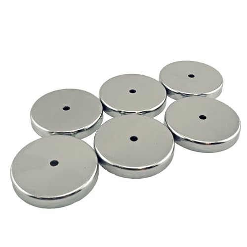 Master Magnetics عبوة مغناطيسية دائرية من ماستر ماغنيتيكس - مغناطيسات قوية ثقيلة - سحب 35 رطل لكل منها - للاستخدام الداخلي والخارجي - مطلية بالكروم - قطر 2.04 بوصة - ثقب 0.197 بوصة - سمك 0.302 بوصة - عبوة 6 قطع - Image 1