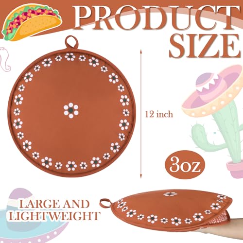Honeydak 2 Pcs 12 Inch Tortilla Warmer Pouch Microwavable Insulated Cloth Pouch Mexican De Barro Talavera Tortillero Fabric Tortilla Keeper Taco Holder for Tortillas Tacos Naan Pizza Rolls - Image 3