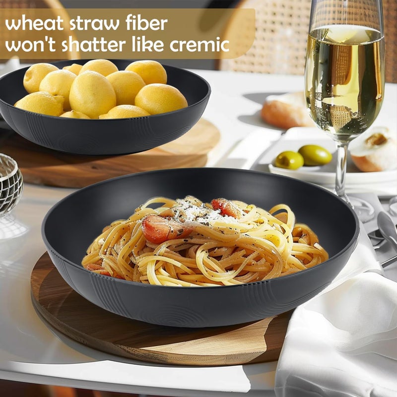 Wrova Large salad bowls65oz Salad bowls set of 2Unbreakable Plastic bowls Microwave  Dishwasher Safe BowlsWheat Straw Serving Bowls for Salad Cereal Fruit Dishwasher SafeBlack - Image 4
