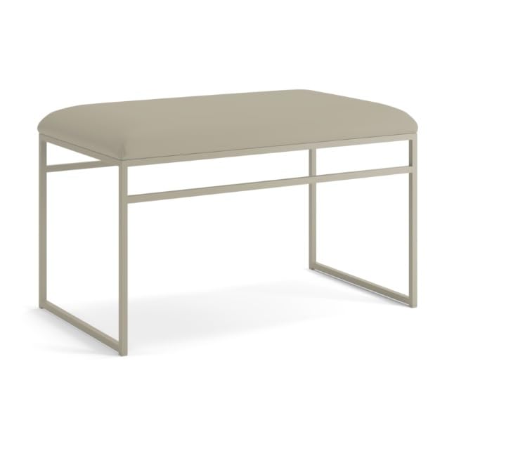 INDIDECOR INDIDECOR 64303 Hallway Bench Entryway Bench for Home and Office Grey Faux Leather Cushion Grey Metal Frame Suitable for Living RoomBedroomOffice 100 cm x 46 cm x 39 cm 