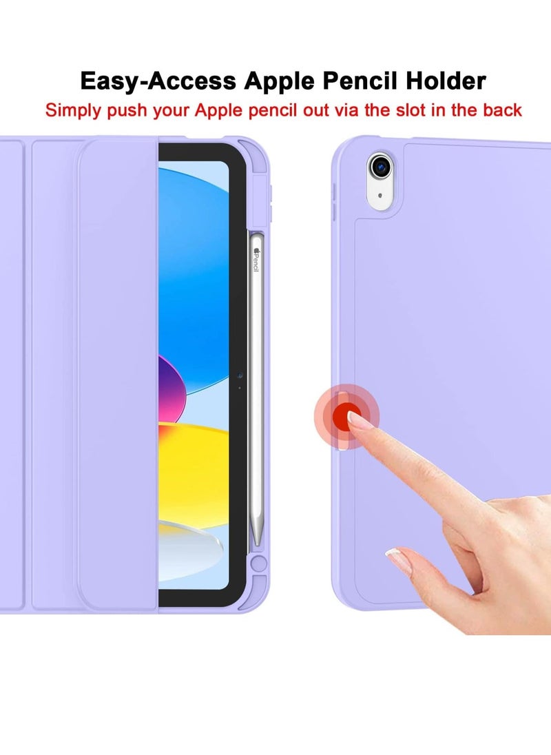 vesus iPad 10th Generation Case (10.9 Inch, 2022) â€“ Smart Case with Pencil Holder, Soft TPU Back, Auto Wake/Sleep Support â€“ Light Purple - Image 3