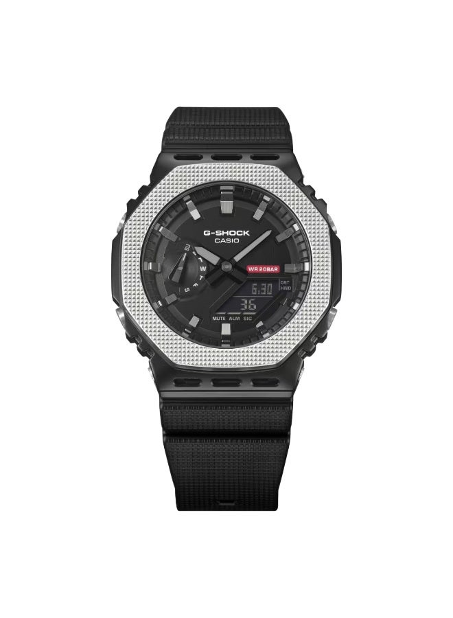 G-SHOCK ساعة G-STEEL التناظرية الرقمية GM‑2100BM‑1ADR، 49.3 مم قرص أسود، إطار من الفولاذ المقاوم للصدأ وحافظة وحزام من الراتنج، 200 م مقاومة للماء - Image 4