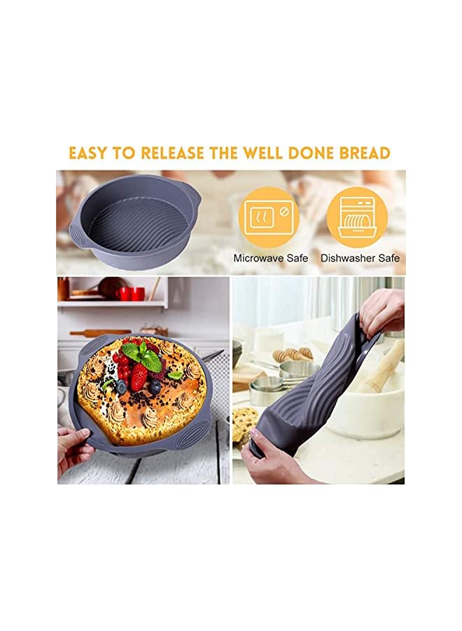 Delfino Silicone Round Cake Pan, Silicone Cake Pan, Silicone Bread Pans for Baking, Silicone Cake Moulds, Non-Stick Reusable Large Cake Mould Bakeware for Homemade Cake, Bread- Gray - Image 3