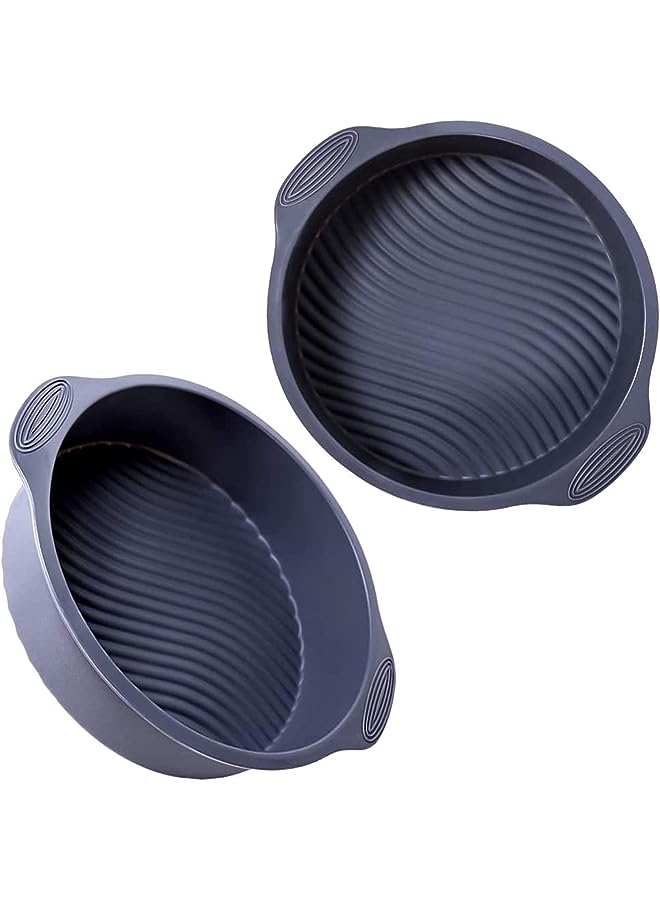 Delfino Silicone Round Cake Pan, Silicone Cake Pan, Silicone Bread Pans for Baking, Silicone Cake Moulds, Non-Stick Reusable Large Cake Mould Bakeware for Homemade Cake, Bread- Gray - Image 1