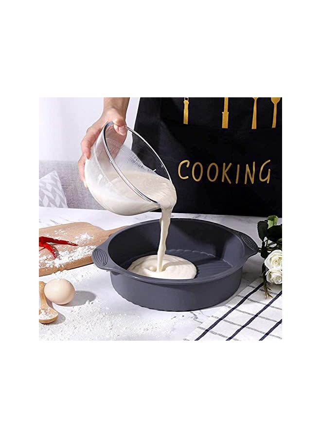 Delfino Silicone Round Cake Pan, Silicone Cake Pan, Silicone Bread Pans for Baking, Silicone Cake Moulds, Non-Stick Reusable Large Cake Mould Bakeware for Homemade Cake, Bread- Gray - Image 2