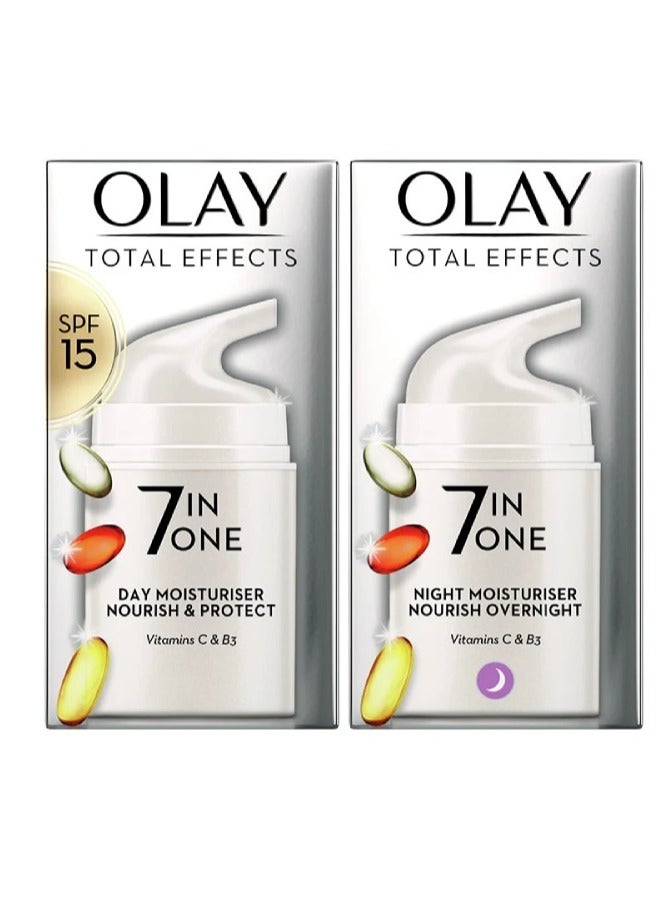 Olay Face Moisturizer Total Effects 7in1 Day Moisturiser 37 ml with Night Moisturiser 37 ml pack of 2 - Image 1