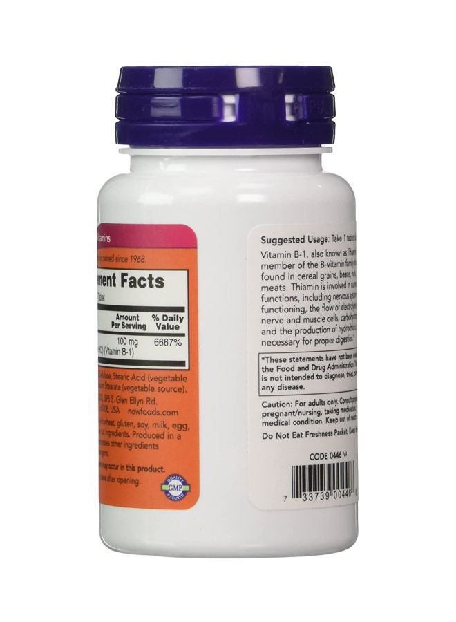 Now Foods Vitamin B-1 100mg 100 Tablets - Image 3