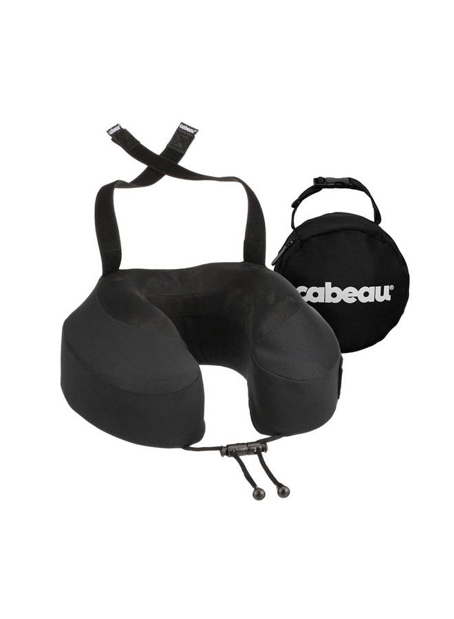 Cabeau Cabeau Airplane Travel Pillow for Long Flights - Evolution S3 - Supportive Memory Foam with Seat Straps to Secure Your Head and Neck and Provides 360° Support (Jet Black)  - Image 1
