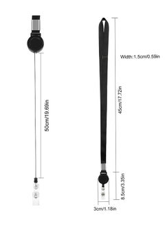 S-Color 2 Pcs Heavy Duty Retractable Reel Clips Set with Carabiner Clip Detachable Neck Lanyard Strap and Retractable Badge Reel ID Card Holders Vertical Leather ID Card Holder Black  - Image 5