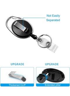 S-Color 2 Pcs Heavy Duty Retractable Reel Clips Set with Carabiner Clip Detachable Neck Lanyard Strap and Retractable Badge Reel ID Card Holders Vertical Leather ID Card Holder Black  - Image 3