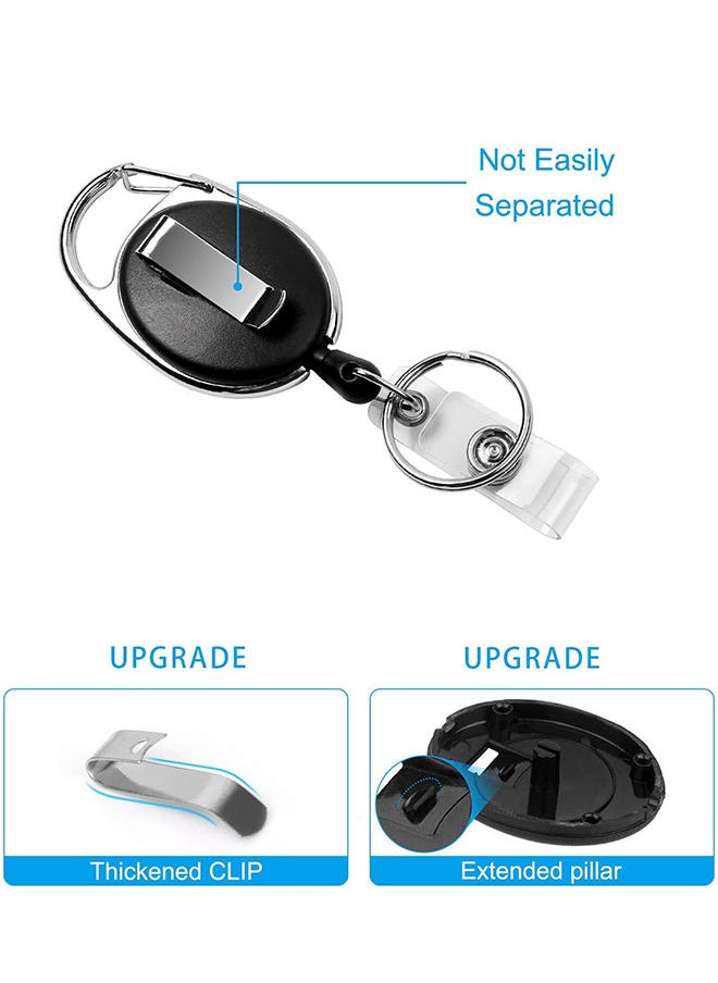 S-Color 2 Pcs Heavy Duty Retractable Reel Clips Set with Carabiner Clip Detachable Neck Lanyard Strap and Retractable Badge Reel ID Card Holders Vertical Leather ID Card Holder Black  - Image 3