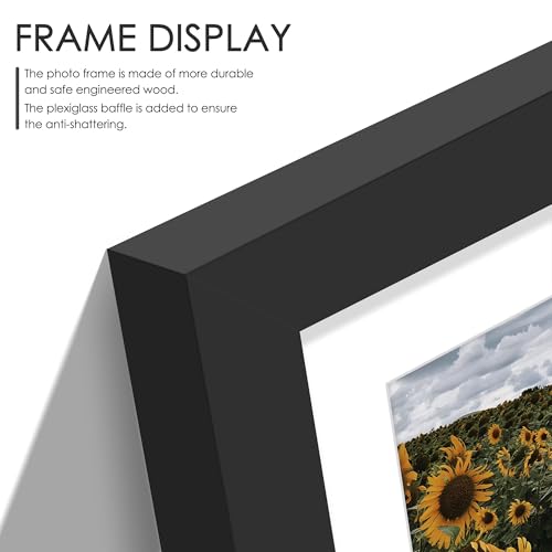 DUENPY 12x16 Picture Frame, 5x7 Collage Picture Frame, Displays Four 5x7 inch Photos, or 12x16 (Without Mat) for Available Horizontal Wall Mounting Display and Vertical, Black. - Image 5
