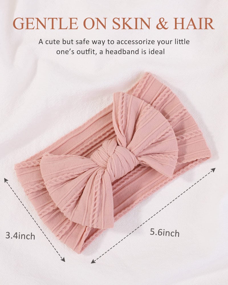 jollybows 12pcs Nylon Headbands for Baby Girls Infant Baby Bows Newborn Hairbands Toddler Hair Bow Elastics Head Wraps - Image 2