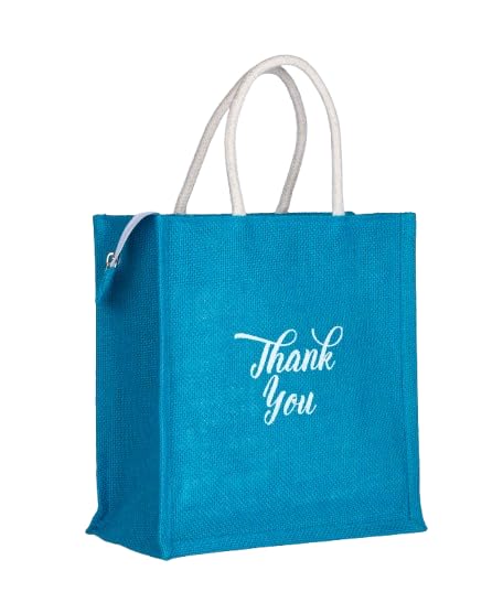 Soman Jute Ecofriendly Return Gift Bags Thank You Printed Multicolor with Zip Pack of 10 Bags - Image 3