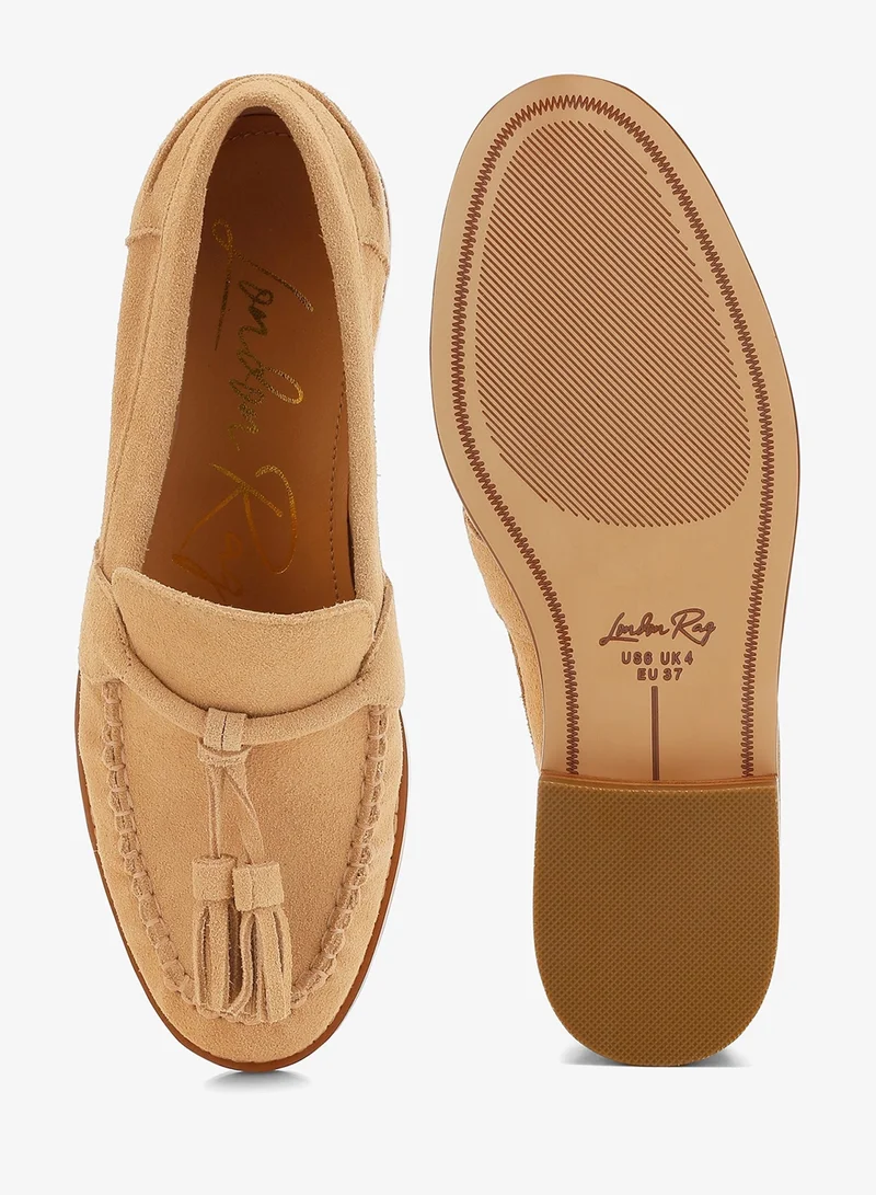 London Rag Beige Tassels Detail Suede Loafers in Beige for Women | Best Price UAE