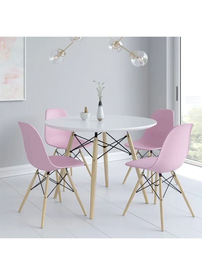 Taimi 6-Piece Office Chair with Wood Legs Pink 70x40x40cm  - Image 5