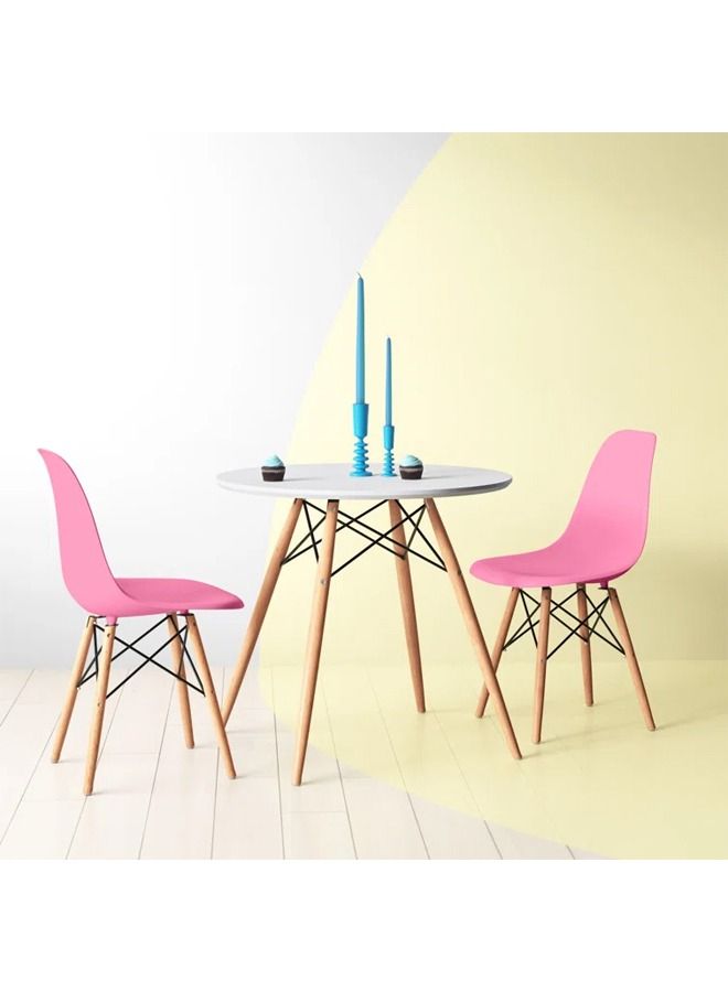 Taimi 6-Piece Office Chair with Wood Legs Pink 70x40x40cm  - Image 4