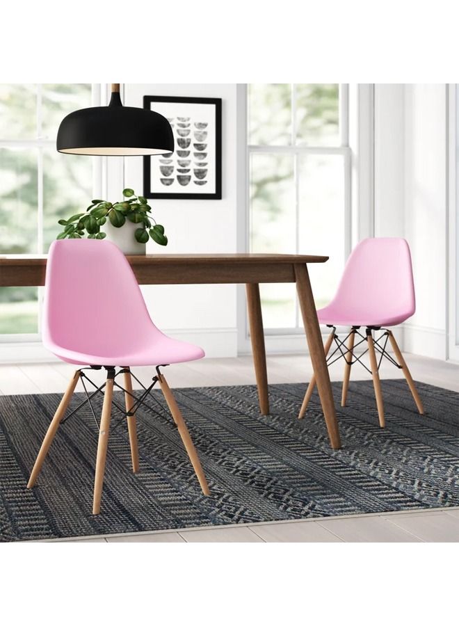 Taimi 6-Piece Office Chair with Wood Legs Pink 70x40x40cm  - Image 3