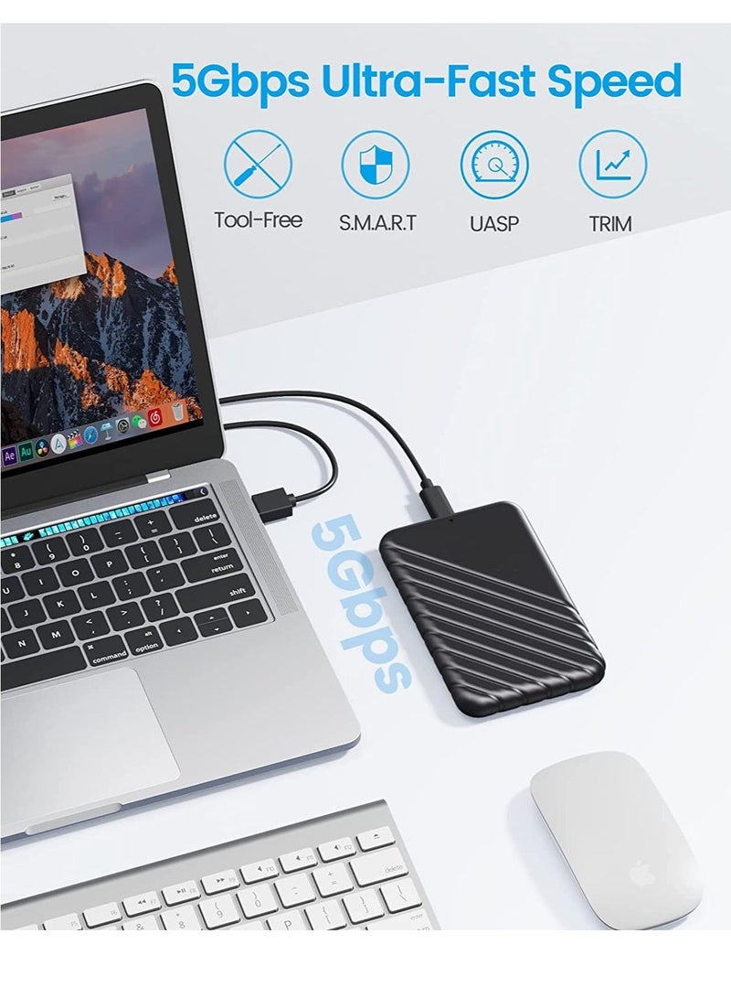 2.5 inch External Hard Drive SSD Enclosure USB 3.0 to SATA3 7mm and 9.5mm SATA HDD SSD Tool with UASP Supported for PC Laptop and Mac - Image 2