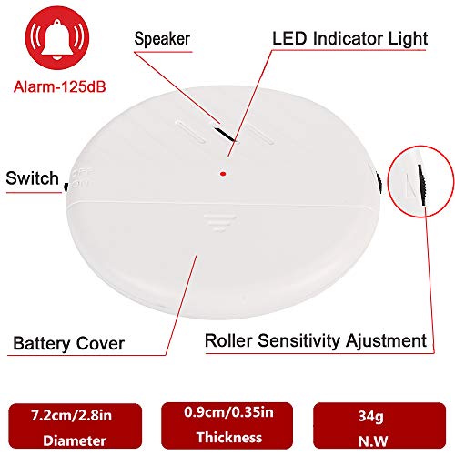 EverNary Window Vibration Alarm,6Pack 125dB Loud Ultra-Slim Anti-Theft Alarm for Door and Window Glass Break Sensor Alert with Adjustable Sensitivity (6, White) - Image 5