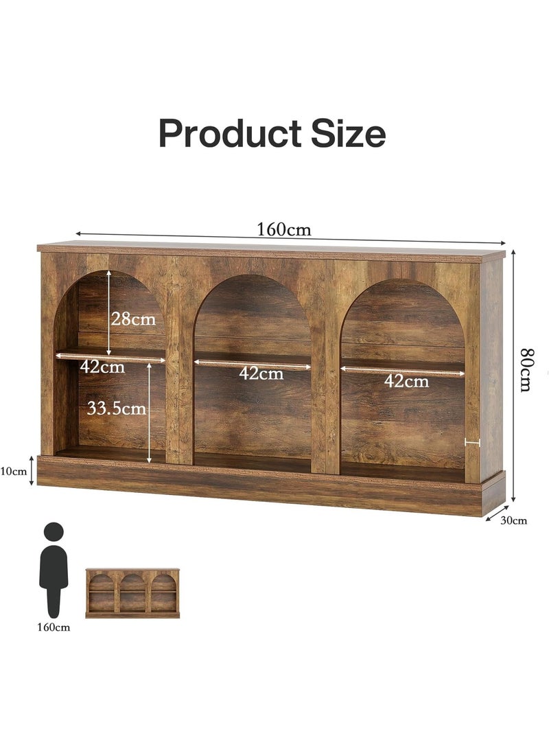 Anvanke rural farmhouse console table 160cm, three-level storage wooden entrance table, rectangular side table in living room corridor - Image 2