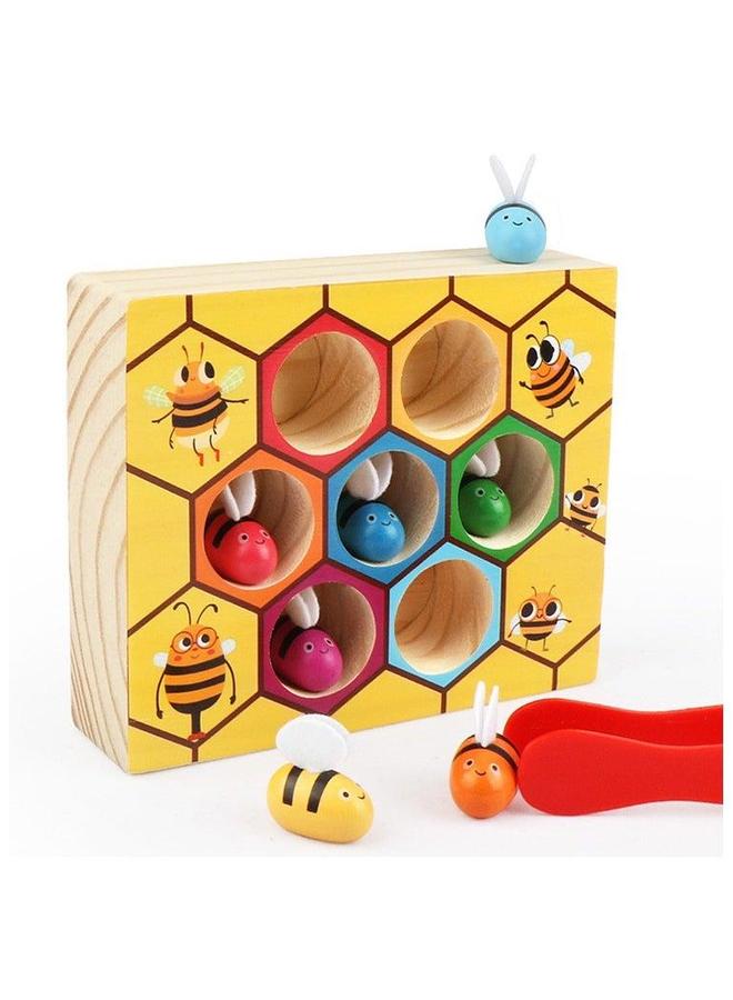 HALAMODO Bees Colour Matching Game, Hive Games, Sustainable Educational Toy, Color Sorting and Counting, Eco Friendly Material, 1 x Bottom Plate, 7 Bees, Clip - Image 1