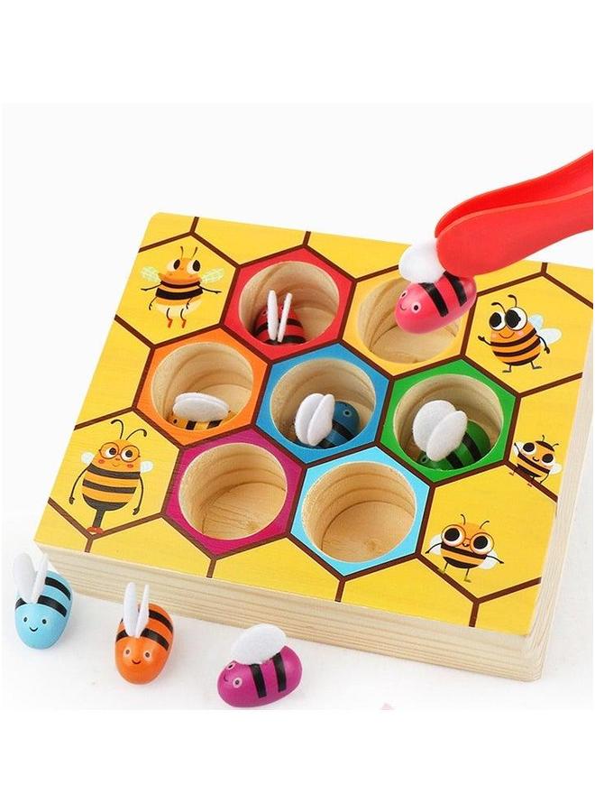 HALAMODO Bees Colour Matching Game, Hive Games, Sustainable Educational Toy, Color Sorting and Counting, Eco Friendly Material, 1 x Bottom Plate, 7 Bees, Clip - Image 3