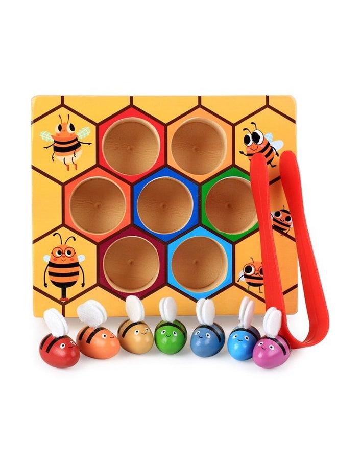 HALAMODO Bees Colour Matching Game, Hive Games, Sustainable Educational Toy, Color Sorting and Counting, Eco Friendly Material, 1 x Bottom Plate, 7 Bees, Clip - Image 2