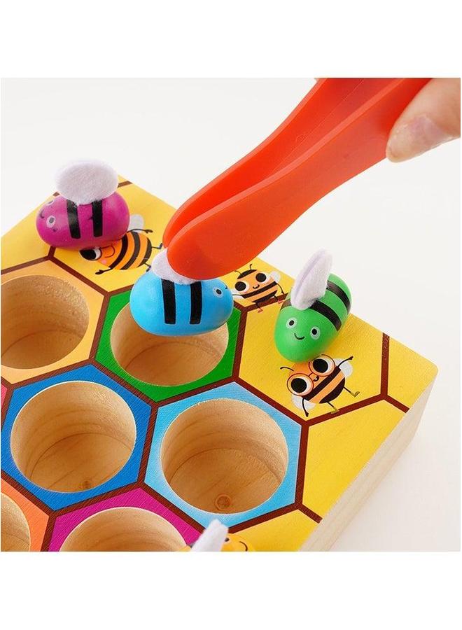HALAMODO Bees Colour Matching Game, Hive Games, Sustainable Educational Toy, Color Sorting and Counting, Eco Friendly Material, 1 x Bottom Plate, 7 Bees, Clip - Image 4