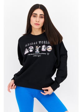 adidas Originals Women Sportswear Fit Long Sleeve Training Sweatshirt, Black Combo  - Image 1