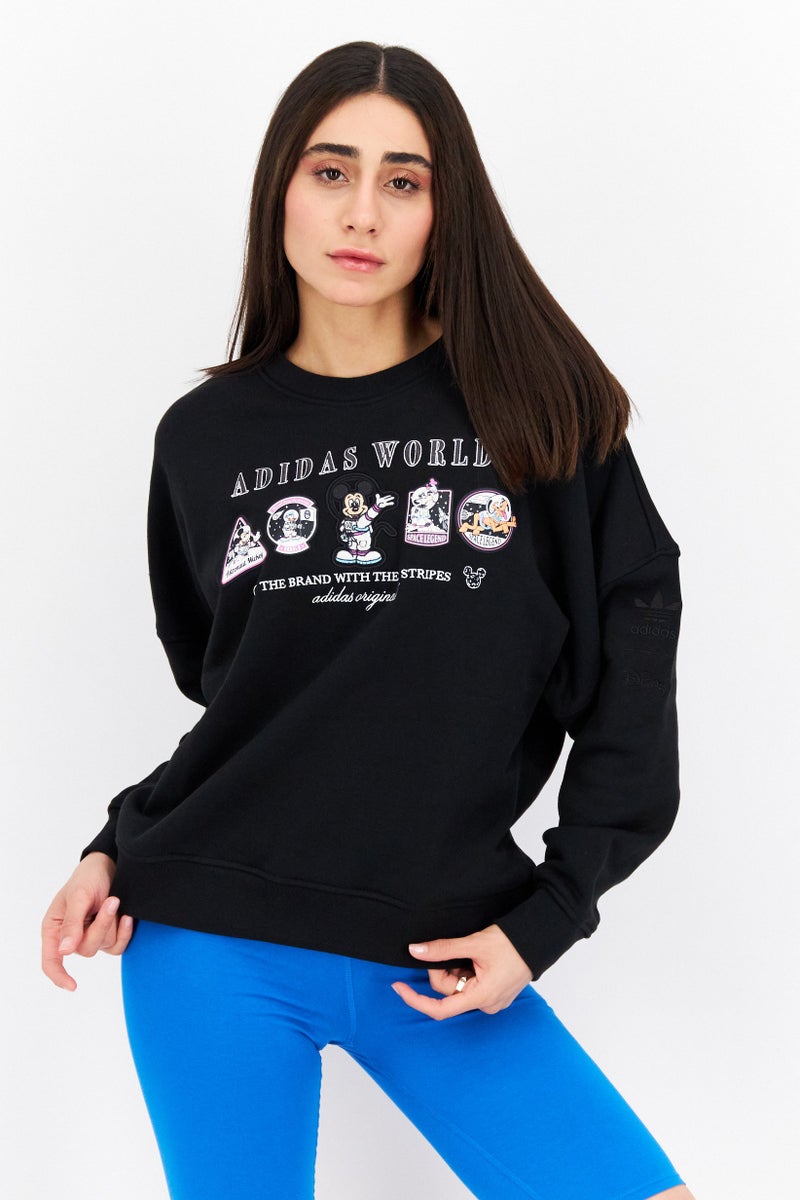 adidas Originals Women Sportswear Fit Long Sleeve Training Sweatshirt, Black Combo  - Image 1